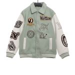 Louis Vuitton devil's eye embroidered single-row baseball jacket
