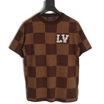 Louis Vuitton Pharrell diamond logo checkerboard knit short-sleeve