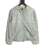 Fendi FD24SS Green FF Reversible Nylon Jacket Hooded Jacket