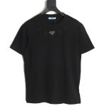 Prada neckline letter embroidery triangle logo short sleeves TSK1