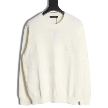 LouisVuitton 22SS chest pin checkerboard knitted sweater