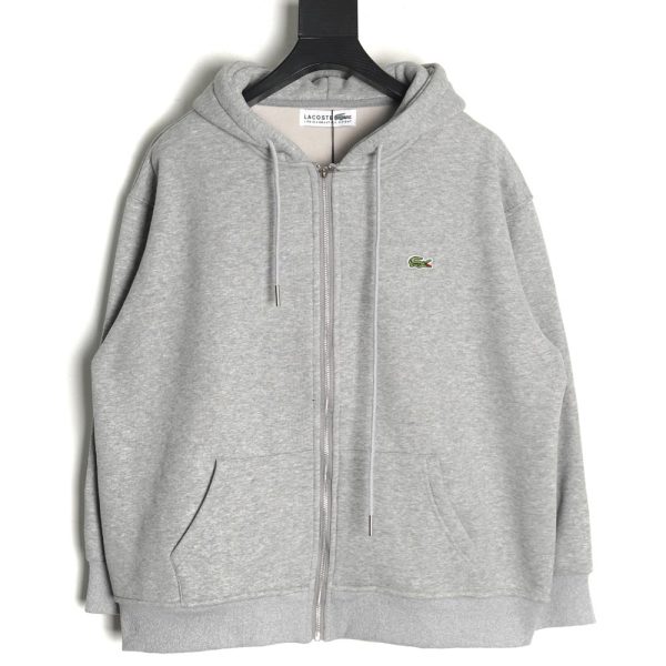 Lacoste crocodile embroidered logo fleece zip-up jacket TSK2