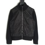 Prada inverted triangle logo nylon splicing wool jacket