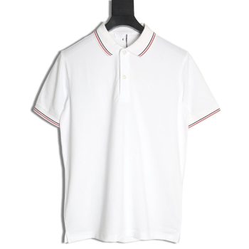 Prada small embroidered logo red edge short-sleeved polo shirt