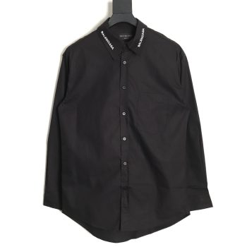 Balenciaga Neckline Lettering Embroidery Long Sleeve Shirt TSK1