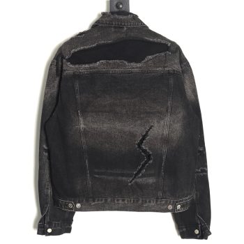 Balenciaga distressed lightning denim jacket