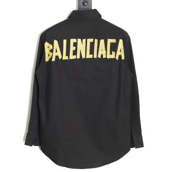 Balenciaga yellow tape print long-sleeved shirt