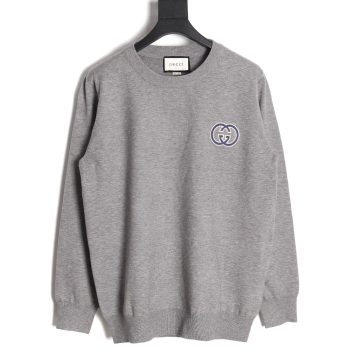 Gucci 23Fw Double G embroidered small logo knitted sweater