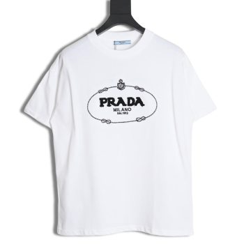 Prada 24ss toothbrush embroidered letter logo short sleeves