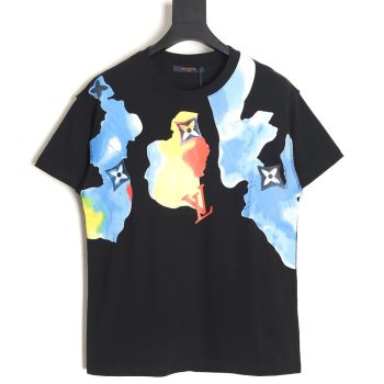 Louis Vuitton Watercolor Graffiti Short Sleeve T-Shirt_TSK1