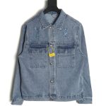 Louis Vuitton laser-positioned LoGo distressed denim jacket