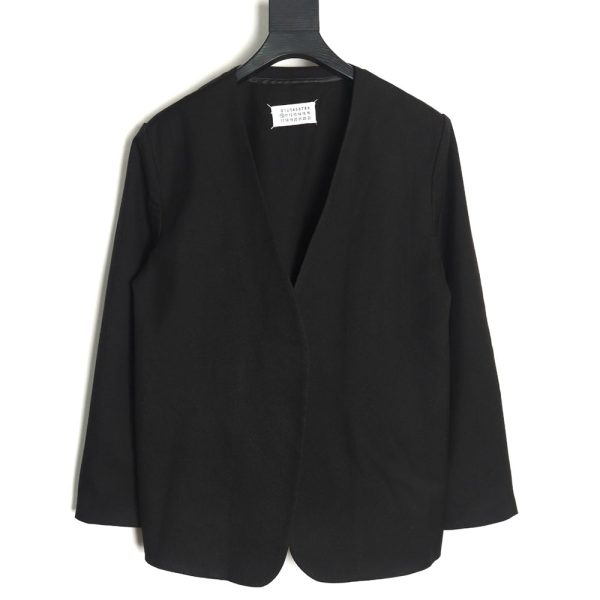 Maison Margiela collarless silhouette suit jacket