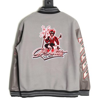 Off-White Demon Towel Embroidery Joint Baseball Jacket