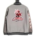 Off-White Demon Towel Embroidery Joint Baseball Jacket