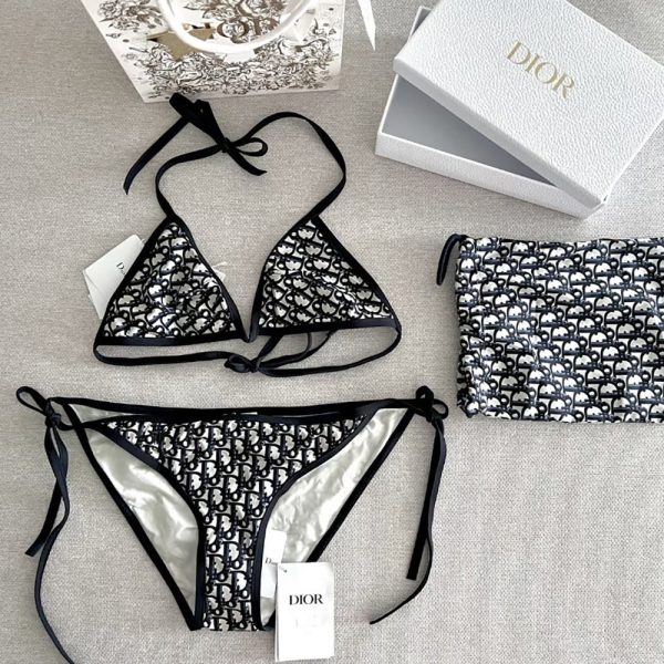 Christian Dior Blue Oblique Print Bikini