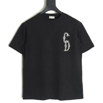 Dior gold thread embroidered CD short sleeve TSK1