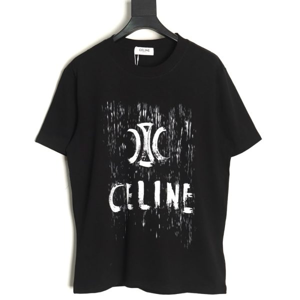 Celine distressed logo print short sleeves TSK1