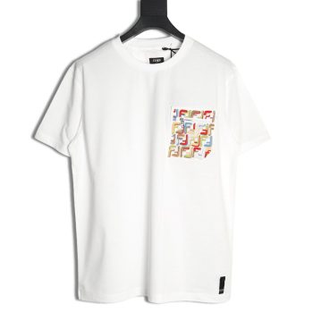 Fendi FF colorful embroidered pocket zipper short-sleeved T-shirt
