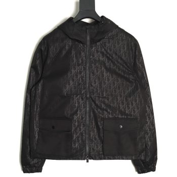 Dior all over printed woven zip-up hooded jacket