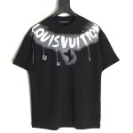 Louis Vuitton collar graffiti letters printed large logo short-sleeved T-shirt TSK1