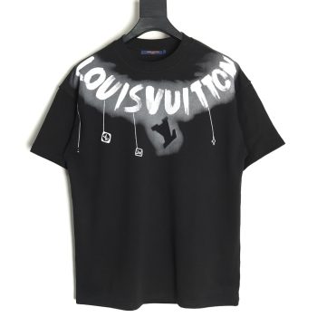 Louis Vuitton collar graffiti letters printed large logo short-sleeved T-shirt TSK1