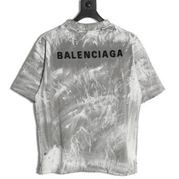Balenciaga mud-dyed graffiti embroidered washed short-sleeved T-shirt