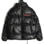 Prada 21Fw red stripe logo down jacket