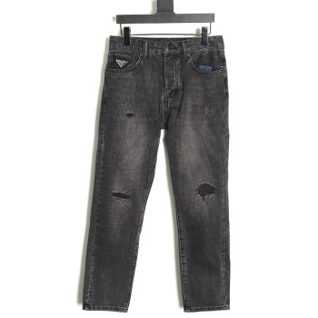 Prada washed jeans with triangle and logo embroidery S-XXL