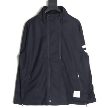Thom Browne yarn-dyed four-bar zip-up trench coat TSK1