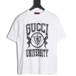 Gucci University Crest Printed Round Neck Short Sleeve T-Shirt