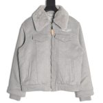 Louis Vuitton fur collar patchwork wool padded jacket