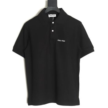 Miu Miu micro logo lettering polo shirt