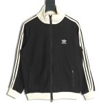 Adidas Logo Embroidered Side Stripe Retro Sports Stand Collar Jacket TSK1