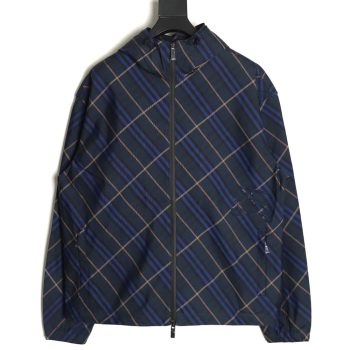 Burberry War Horse Embroidered Check Reversible Zip Jacket