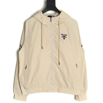Prada Embroidered Logo Zip-Up Jacket