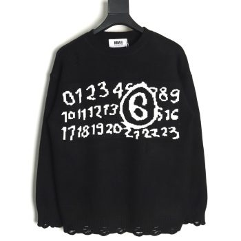 Maison Margiela Numbers distressed knitted crewneck sweater