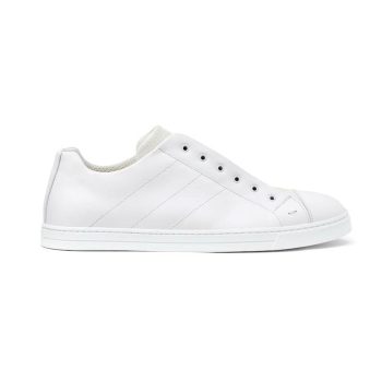 Fendi Leather Slip Ons White Brown