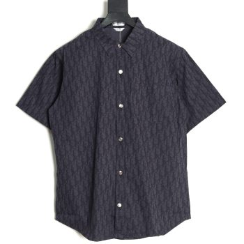 Dior all over print jacquard denim short sleeve shirt tsk1