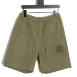Loewe Olive Green Cotton Blend Shorts with Embroidered Pockets