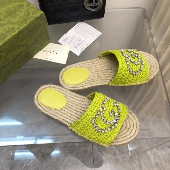 Gucci Cora crystal-embellished raffia espadrille sandals