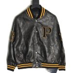 Prada P logo leather bomber jacket TSK1
