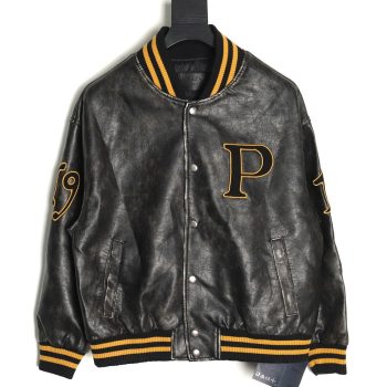 Prada P logo leather bomber jacket TSK1