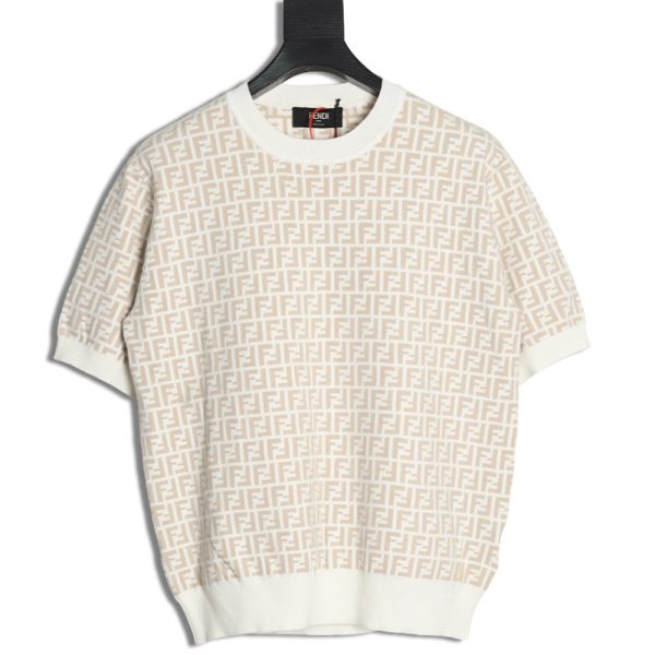 Fendi all over FF jacquard knitted short sleeve T-shirt