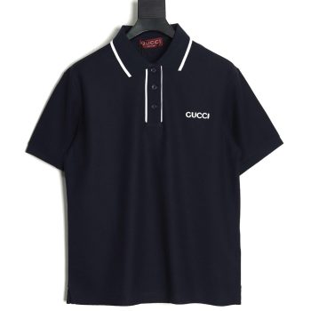 Gucci contrasting collar lettering laser embroidery short sleeve polo shirt TSK1