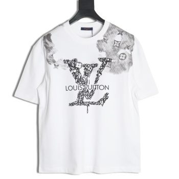 Louis Vuitton ink smudged letters printed short sleeves