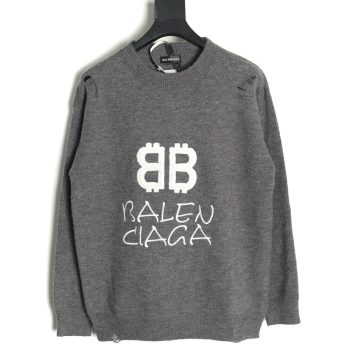Balenciaga Double B embroidered knitted crewneck sweater