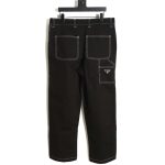 Prada PRD 23FW contrast topstitched stretch wide-leg trousers
