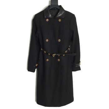 Louis Vuitton wool belt long trench coat TSK1