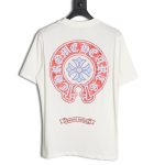 Chrome Hearts front and back red and blue horseshoe foam print short-sleeved T-shirt