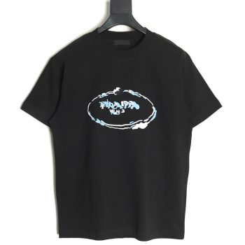 Prada Overlapping Logo Lettering Embroidered Short Sleeve T-Shirt TSK1